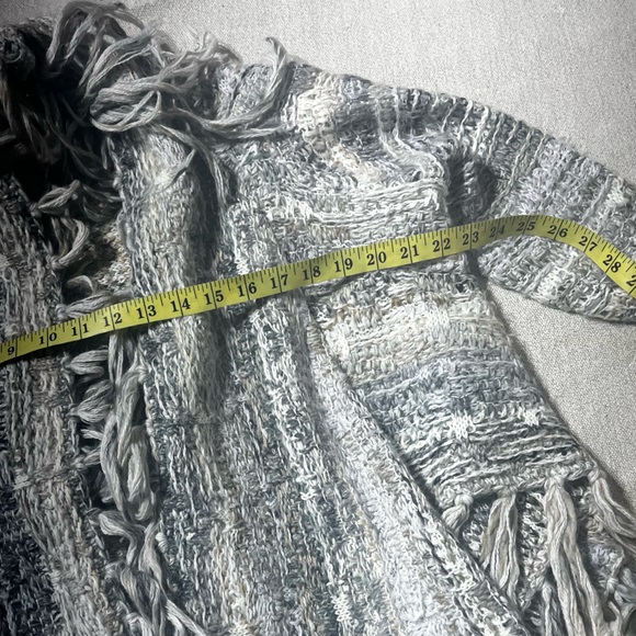 Free People Wool Alpaca Blend Knit Fringe Open Front Boho Cardigan - Picture 4 of 8
